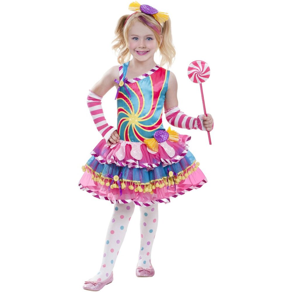 Girls Halloween Costume Candy lollipop Girl Size Medium 10-12 NWT new